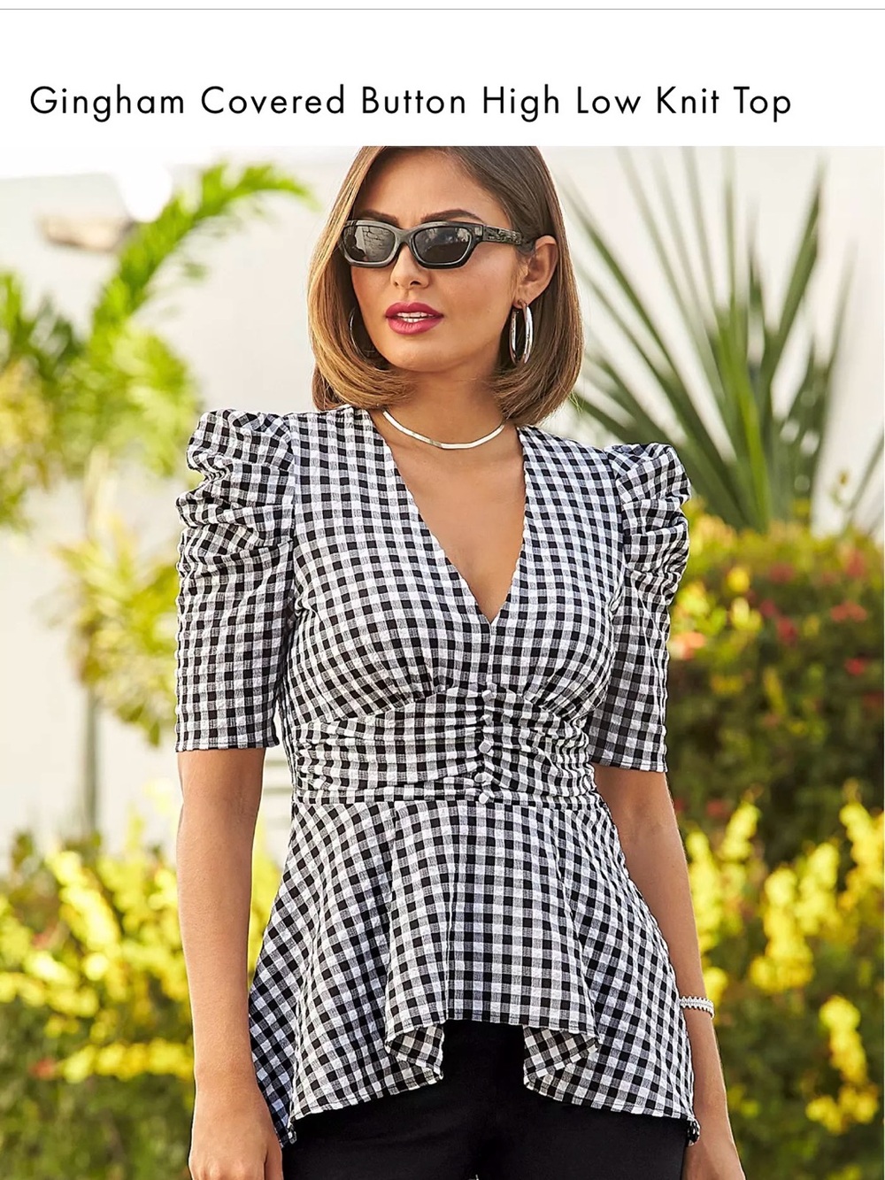 BOSTON PROPER | gingham top blouse tunic | sz 4